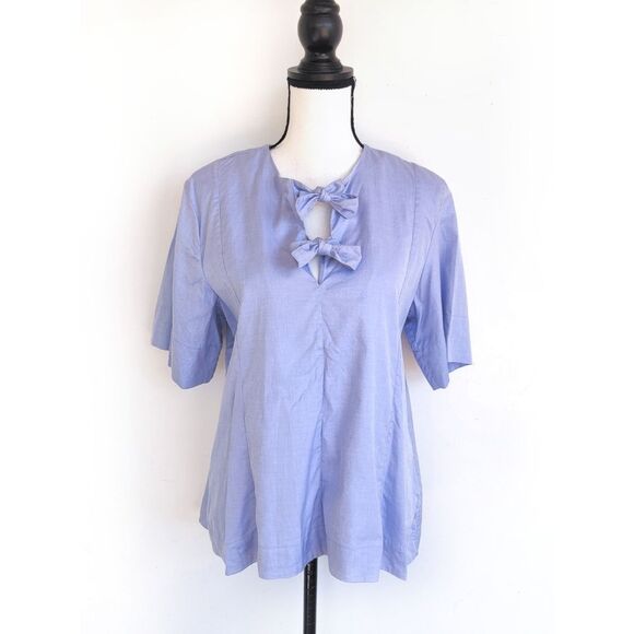Fabiana Pigna Blue Bow Shirt Size Large - Picture 1 of 8